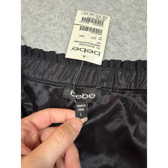 Bebe Womens Size L Shirred Metallic Ruffle Corset NWT - Picture 3 of 5